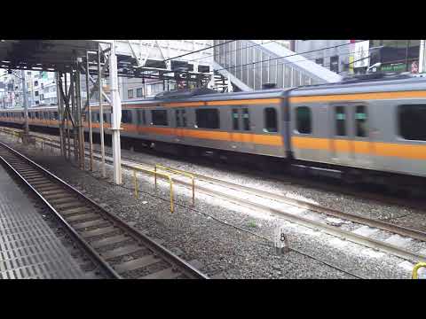 【鉄道動画】東中野駅にて　中央線E233系通過シーン