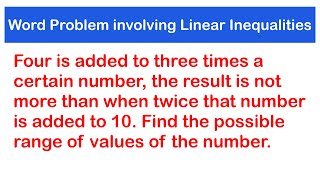 Full Word Problems Involving Linear Inequalities in one variable | SHS 1 CORE MATH News