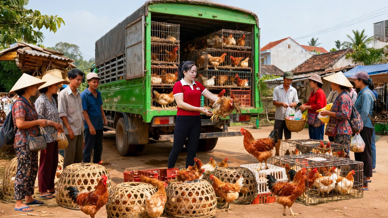 Harvest 1000+ Chickens After 200 Days | Truck Transport to Market for Sale