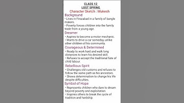Mukesh Character Sketch Class 12 English Lost Spring #class12#cbse#english#charactersketch#ytshorts