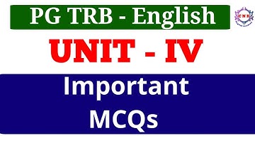 PG TRB English | New Syllabus | UNIT 4 | Important MCQs