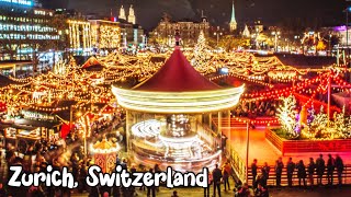 Zurich, Switzerland, Christmas market walking tour 4K  Charming Christmas markets