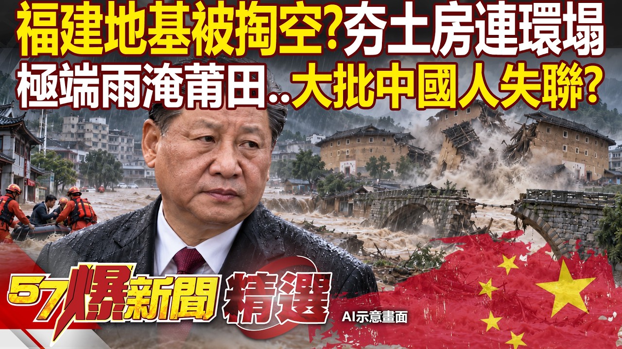 【精選】福建莆田1天「下完北京1年雨量」極端暴雨沒終點?!「夯土房連環塌+千年古橋斷」傳大批中國人失聯受困?!【57爆新聞】 縮圖