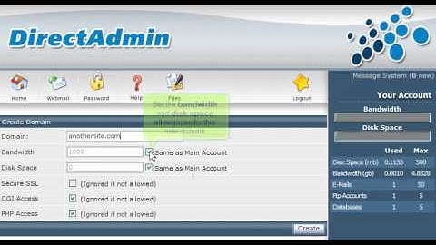 DirectAdmin - Hosting additional domains