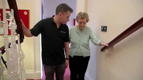 How to guide a person  5.  Going up stairs