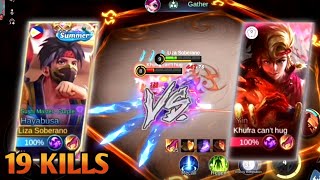 19 KILLS!! HAYABUSA GAMEPLAY SPECIAL SKIN REVAMP!! | HAYABUSA SUSHI MASTER PURPLE - MLBB