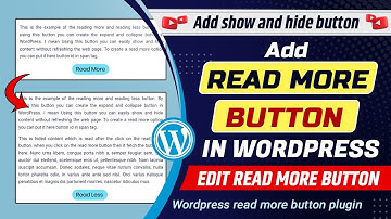 How to add read more button in WordPress using plugin | Add show and hide button in WordPress