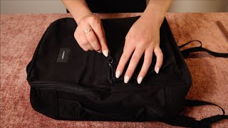 ASMR Backpack Rummaging (inspecting, zipping, scratching)