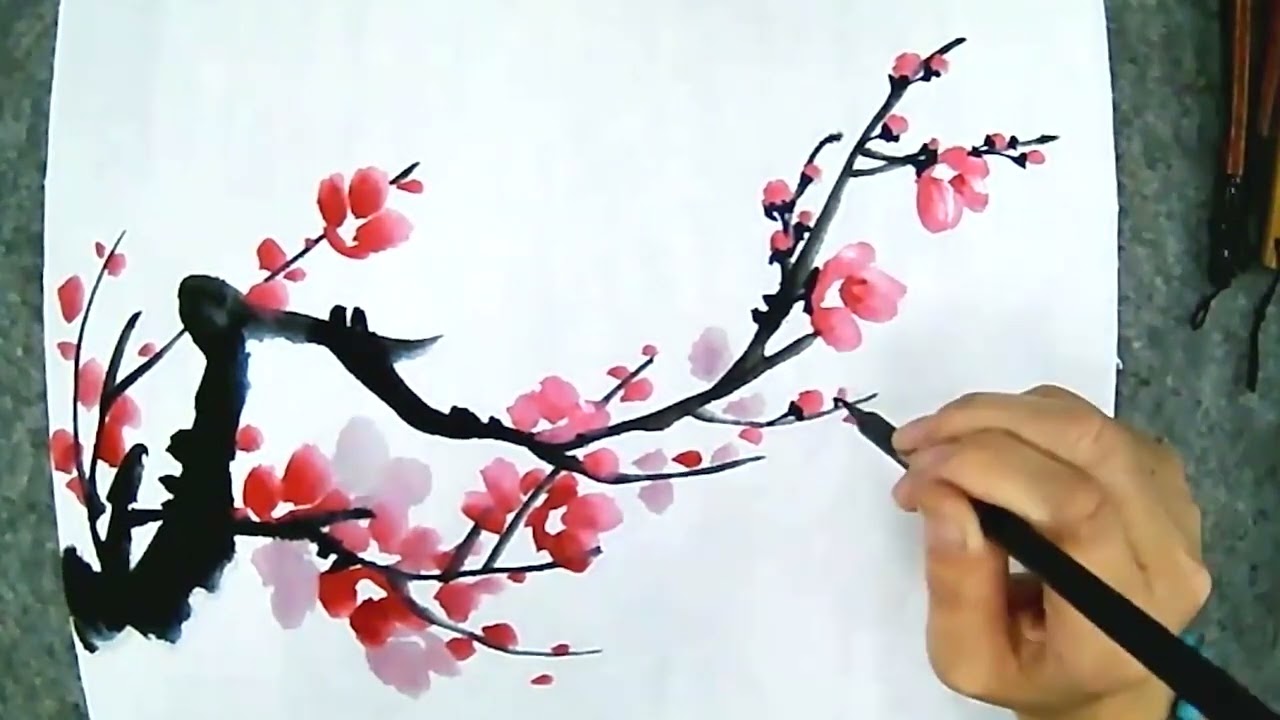 零基础学画梅花教程分享，笔法清晰简单易学