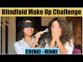 BLINDFOLD MAKEUP CHALLENGE💄😂 |CHINKI MINKI | TWINS FUN CHALLENGE