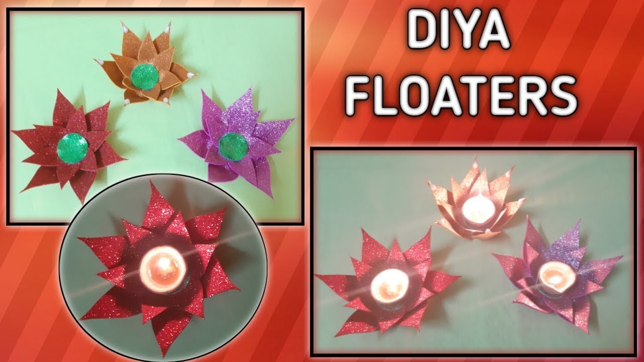 Lotus Diya floaters  Diya decoration ideas  Diya stand making  Diwali Decoration
