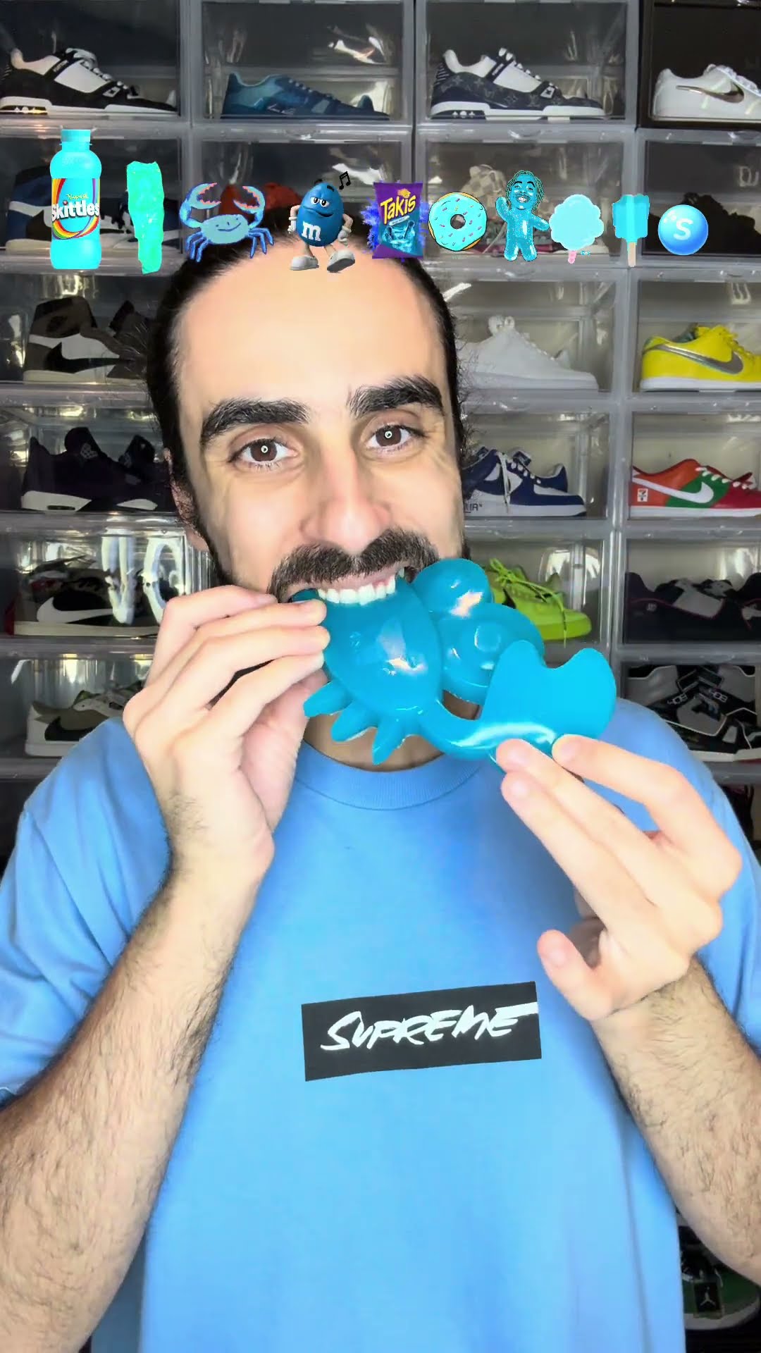 Food ASMR Eating all Blue Snacks!