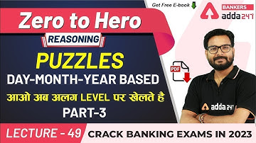 Puzzles | Day Month Year Based Puzzle (P-3) | Reasoning | Adda247 Banking Classes | Lec #44