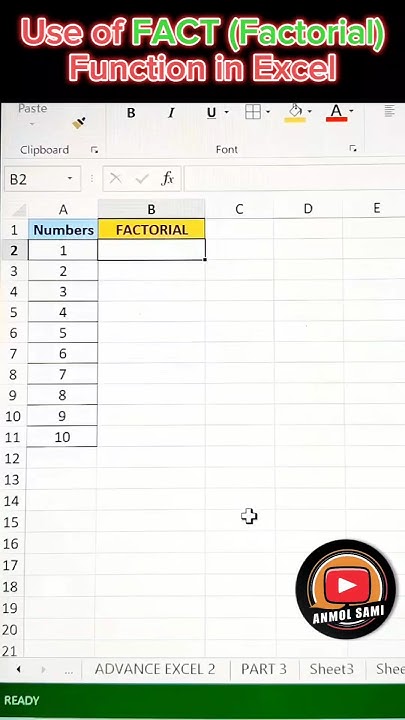 Excel Tips & Tricks | Use of Fact (Factorial) Function in Excel #excel ...