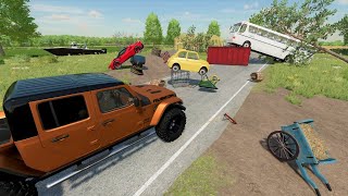 Saving cars after huge storm destroys town | Farming Simulator 22