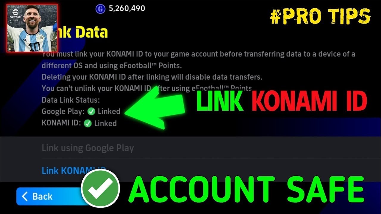 How to link Konami id on efootball 