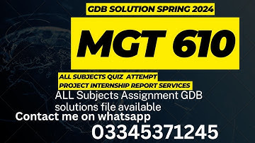 MGT 610 GDb solution Spring 2024