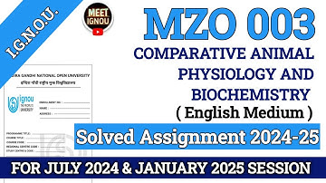 MZO 003 Solved Assignment 2025-26 // Comparative Animal Physiology and Biochemistry // #mzo003 #mzo