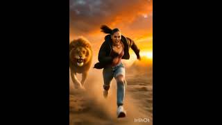 Lion Chases Amirah Dyme In The Wild