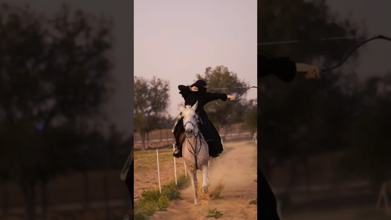 horse riding muslim girl 