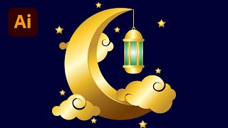 Making Moon Stars and Golden Clouds | Adobe Illustrator Tutorials