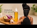 Rapid hair growth, hair thickening, and hair treatment oil with onion.