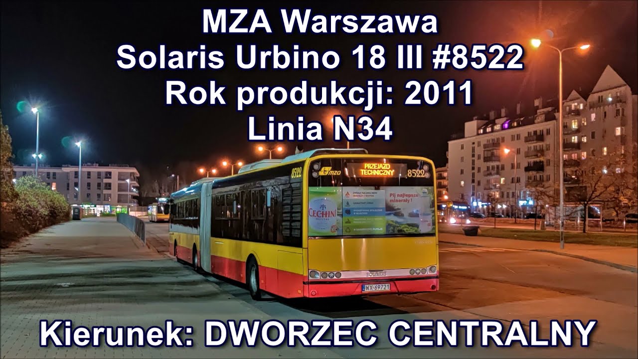 MZA Warszawa - Linia N34, Solaris Urbino 18 III #8522