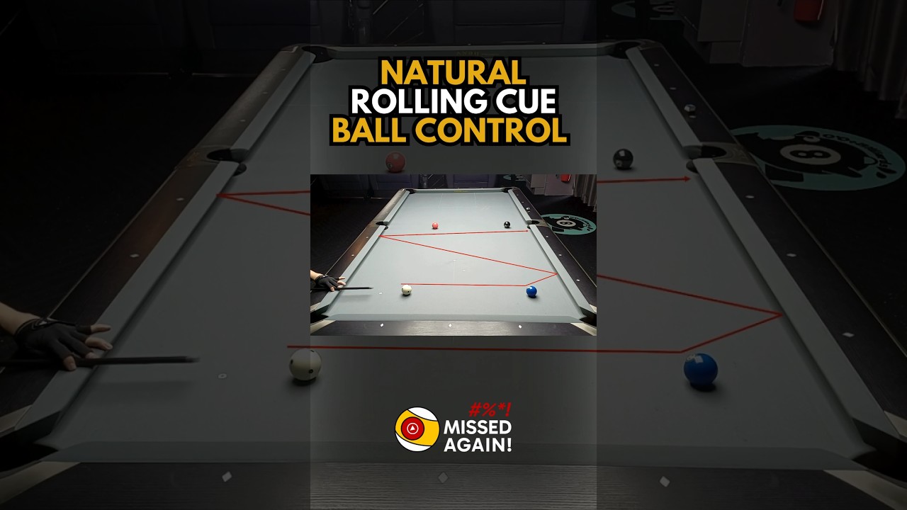 Using Natural Rolling Cue Ball Control #8ballpool #9ball #pool #cueballcontrol