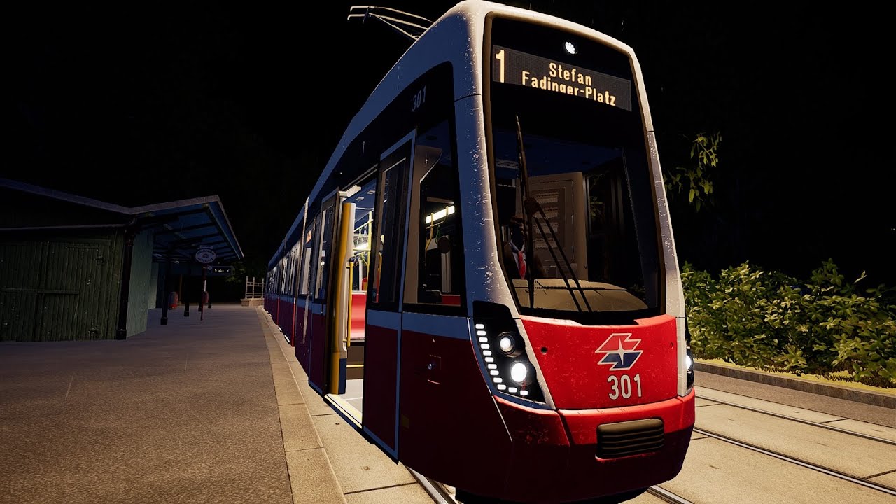 PS4|LIVE| Tram Sim Vienna Fahrt auf Linie 1 bei Regen und bei Nacht