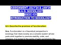 BSOC-131 ASSIGNMENT 🤩 JULY’24 & JAN’25🥳 INTRO TO SOCIOLOGY😎 Describe the premises of functionalism💯✅