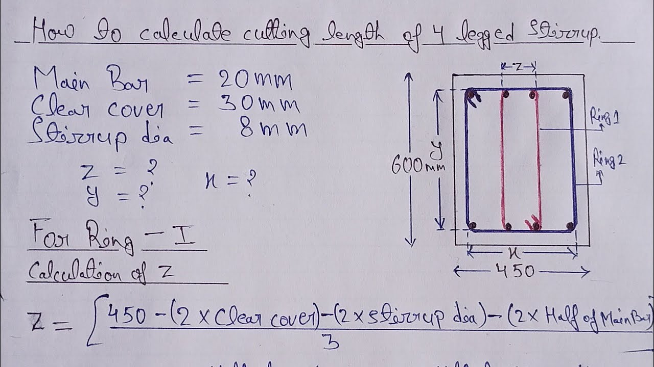 How To Calculate Cutting Length of 4-Legged Stirrups | Engineering  Discoveries