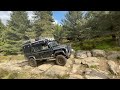 Land rover defender 110 overlanding off road trek day out rock crawl with family dunkeld scotland