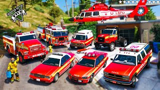 GTA 5 - Stealing Emergency FIRE Department Vehicles with Franklin! (Real Life Vehicles #35)