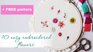10 easy embroidered flowers for beginners