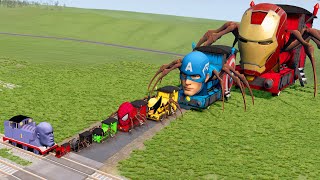 Big \& Small Choo-Choo Avengers vs Thanos the Tank Engine Train | BeamNG.Drive