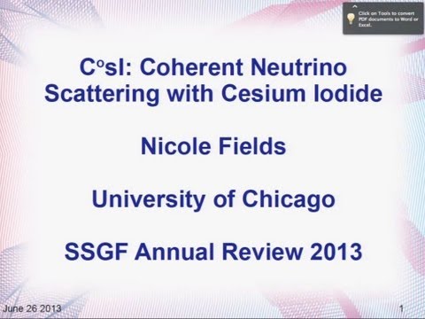 DOE NNSA SSGF 2013: Cesium Iodide کے ساتھ ہم آہنگ نیوٹرینو سکیٹرنگ