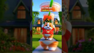 Cute Kitten Gives Father Giant Rainbow Boba