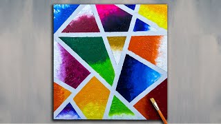 Color Shape Abstract with Masking Tape | Acrylic Painting | Rainbow Abstract Painting for Beginners