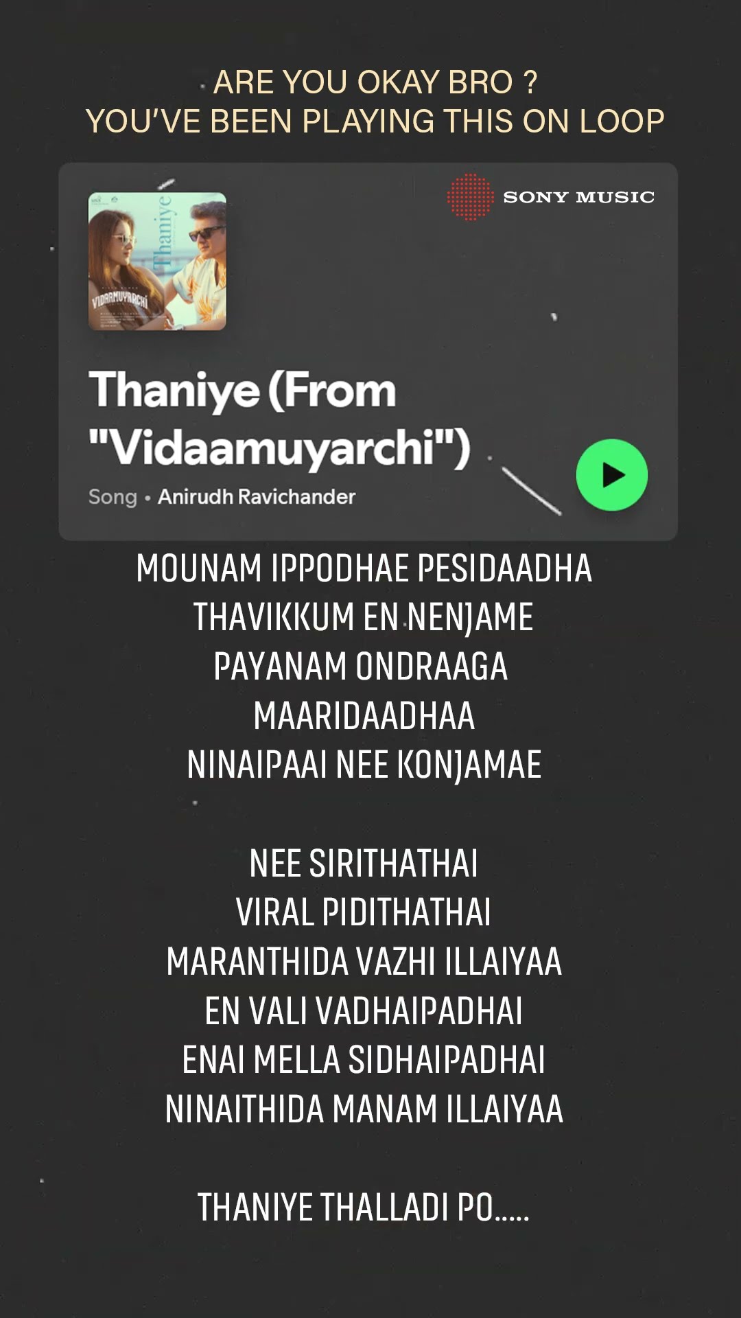 Are you ok bro? aluga onnum venam