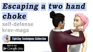 Escaping a two hand choke. Self defense. Krav-maga.