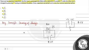 There are two identical capacitors, the first one is uncharged and filled with a dielectric of c...