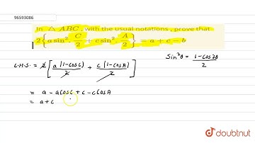 In `triangle ABC` , with the usual notations , prove that `2{a sin^(2).(C)/(2)+csin^2.(A)/(2)}=a