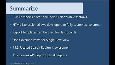 Summary of Tutorial - The Genius of Oracle APEX Classic Reports