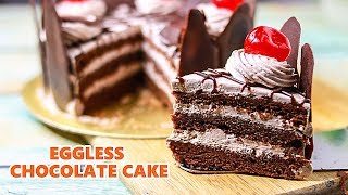 Eggless chocolate cake without oven ...