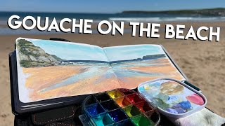 Gouache beach Plein Air - STEP BY STEP ✶ lots of tips & showing my full process