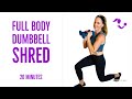 20 Minute Full Body Dumbbell Shred Workout | No Repeat At Home Weights Workout to Sculpt & Tone