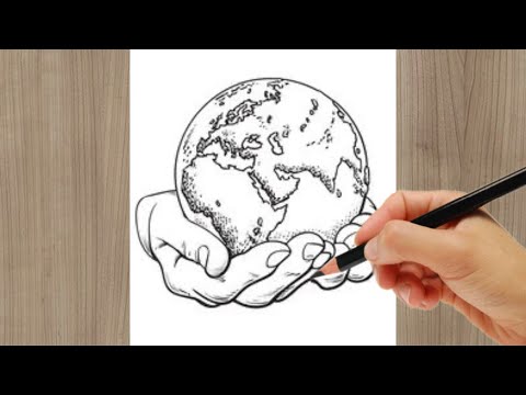 Drawing Hands Holding The World Drawing Tutorial With Pencil Youtube