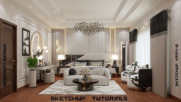 Sketchup interior design #4 How to make a master bedroom design and render vray=6