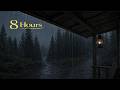 Goodbye Insomnia with Heavy Rain on Roof | Dark Screen (8 Hours)