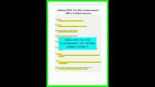 Indiana Bmv For Hire Endorsement 100 Verified Answers Graded A video